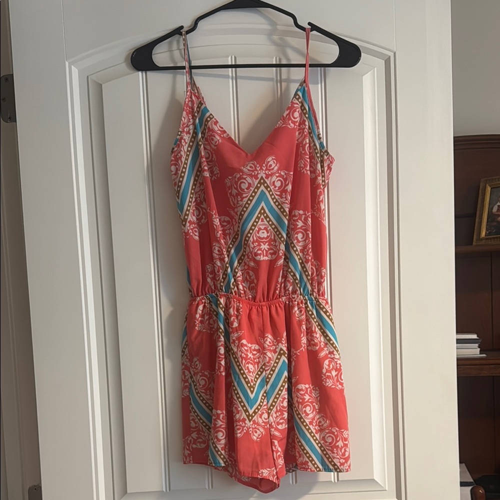 Coral Patterned Romper